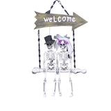 Halloween Skeleton Couple on Swing Welcome Sign | 40 x 20 x 64cm