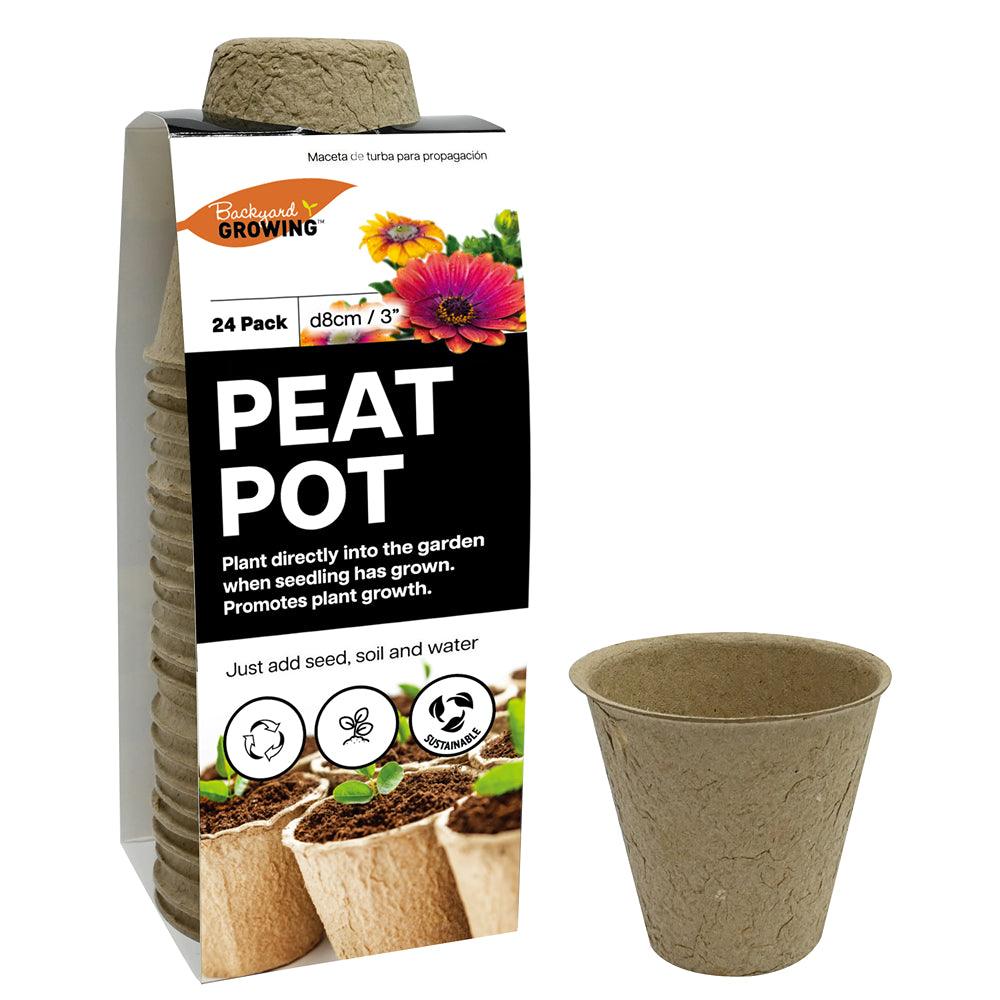 Backyard Growing Round Peat Pots 8cm | Pack of 24 - Choice Stores