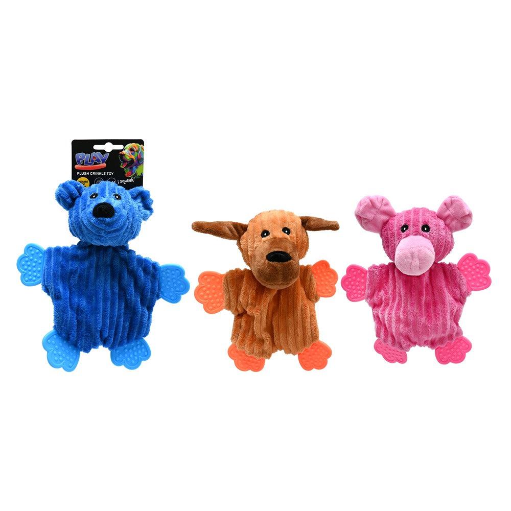 Play Dog Animal Crinkling Plush Toy | Assorted