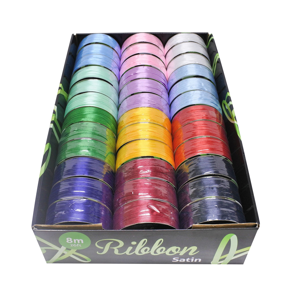 UBL 12 Assorted Colours Of Satin Ribbon | 8m