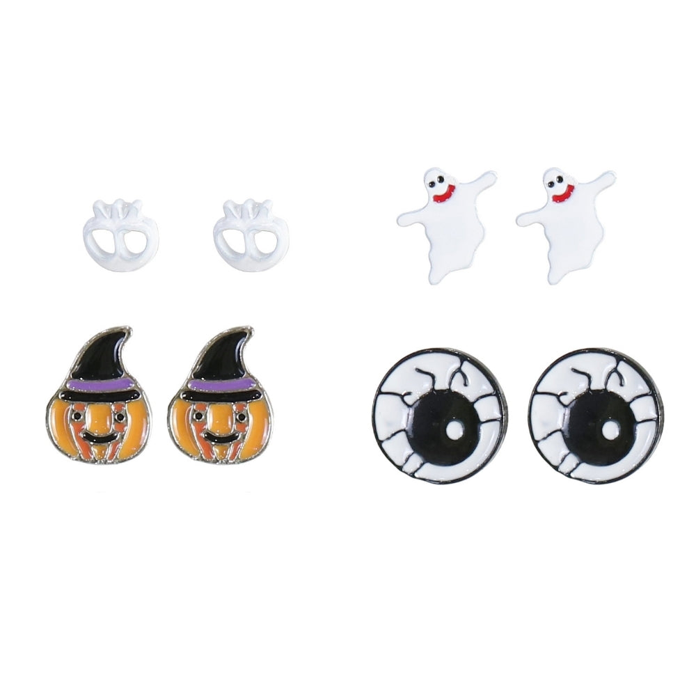 Halloween Stud Earrings Pack of 4 Assorted | 1 x 1 x 1cm