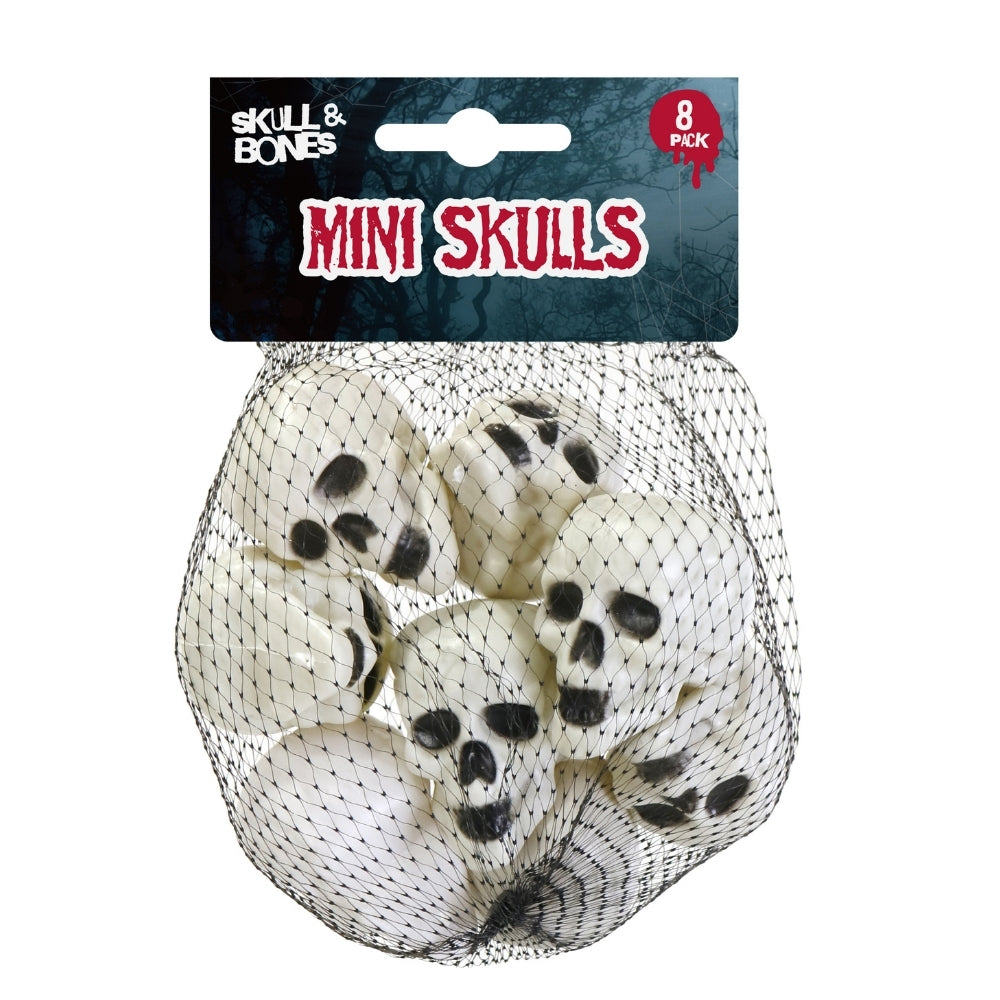 Halloween Mini Skull Decorations | Pack of 8, 3 x 5 x 4.5cm