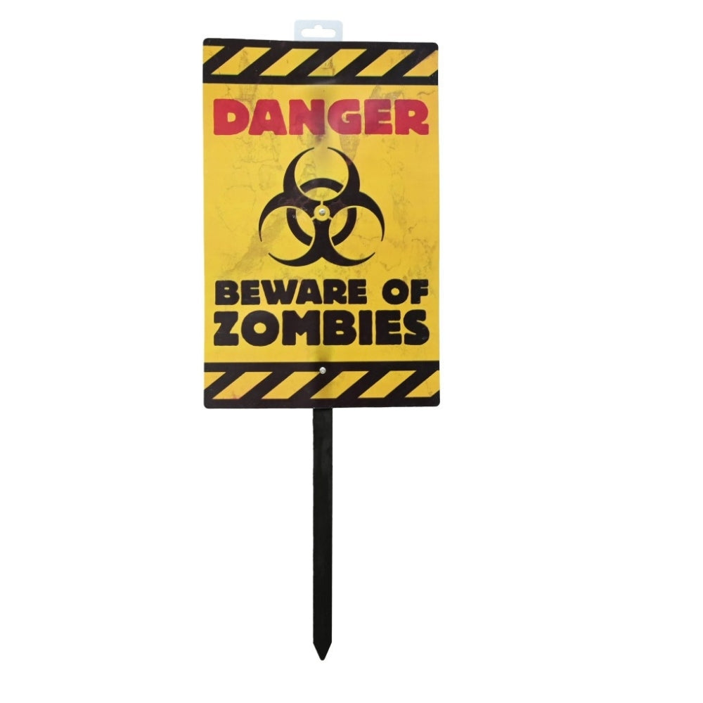 Halloween Zombie Warning Sign Stake | 29 x 58cm, Assorted Designs