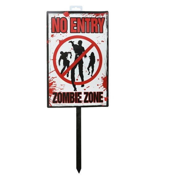 Halloween Zombie Warning Sign Stake | 29 x 58cm, Assorted Designs