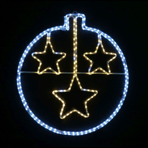 LED Rope Light Stars Bauble Twinkle 78cm | Cool White Bauble, Warm White Stars