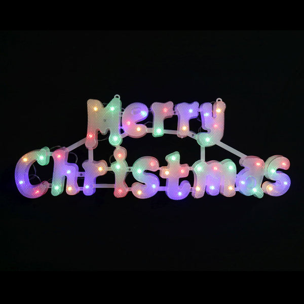 Timer LED Merry Christmas Sign | 49cm, 8 Function, Multicolour LEDs