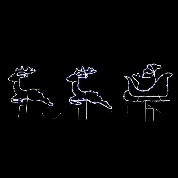 LED Tubelight Santa Sleigh Reindeer Path Lights | 230cm, 143 Cool White LEDs