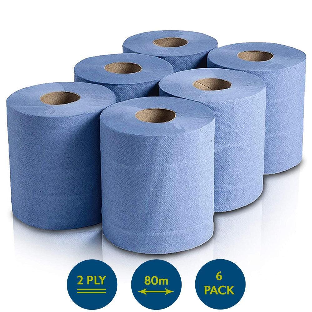 Centrefeed Blue Paper Rolls 2-Ply | 80m | Pack of 6 - Choice Stores