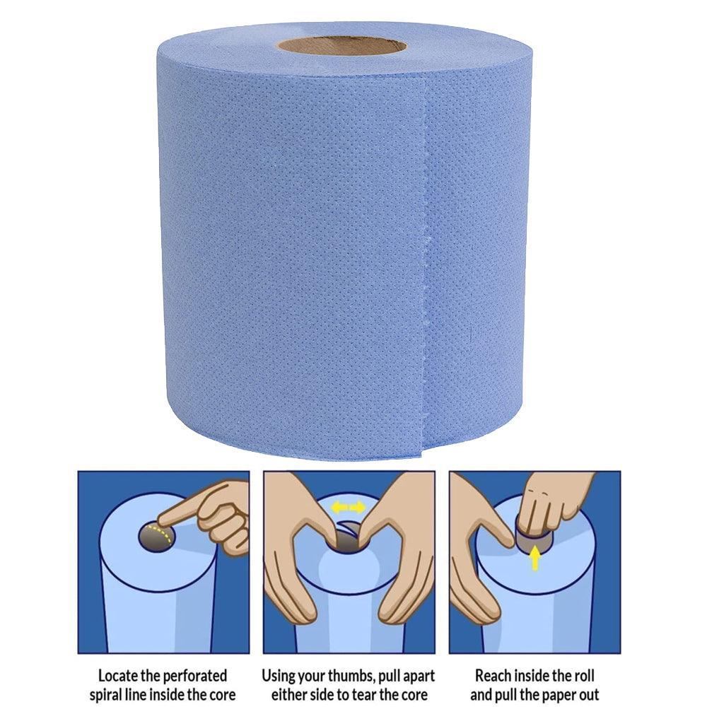 Centrefeed Blue Paper Rolls 2-Ply | 80m | Pack of 6 - Choice Stores