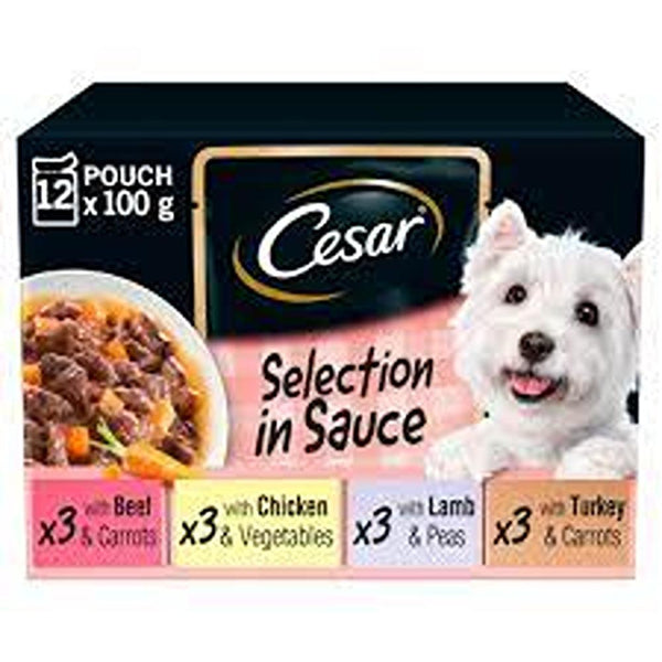Cesar Deliciously Fresh Dog Food Pouches Mixed Selection in Sauce 12