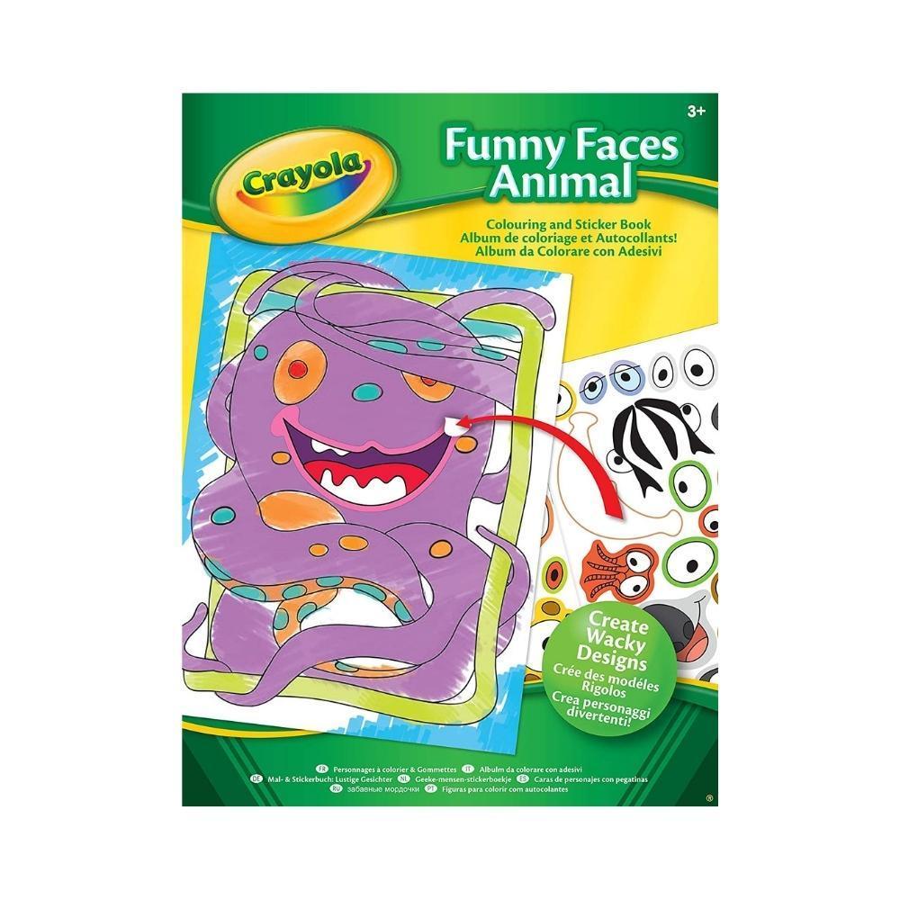 Crayola Funny Faces Animals Colouring & Stickers Book - Choice Stores