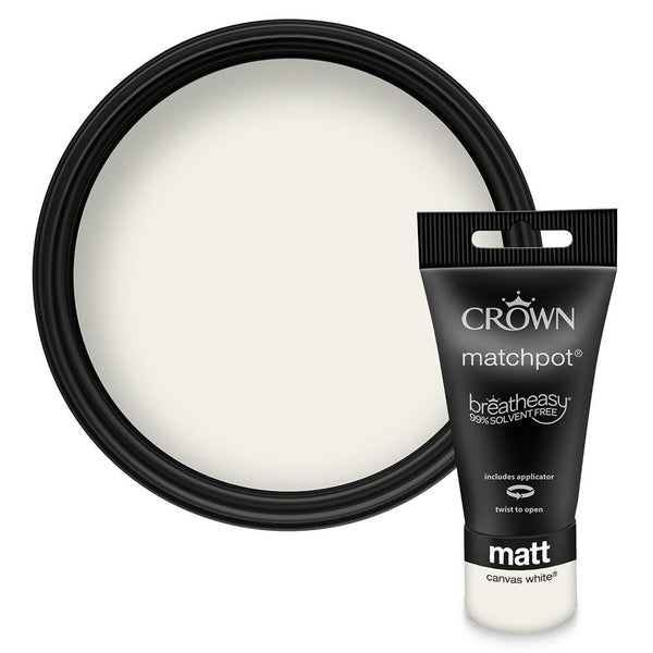 Crown Walls & Ceilings Matt Emulsion Paint | Canvas White | 40ml Tester - Choice Stores