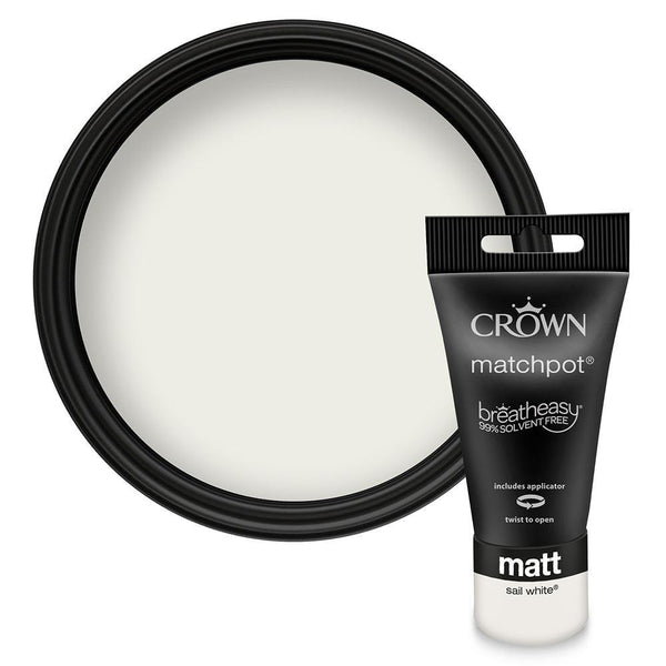 Crown Walls & Ceilings Matt Emulsion Paint | Sail White | 40ml Tester - Choice Stores