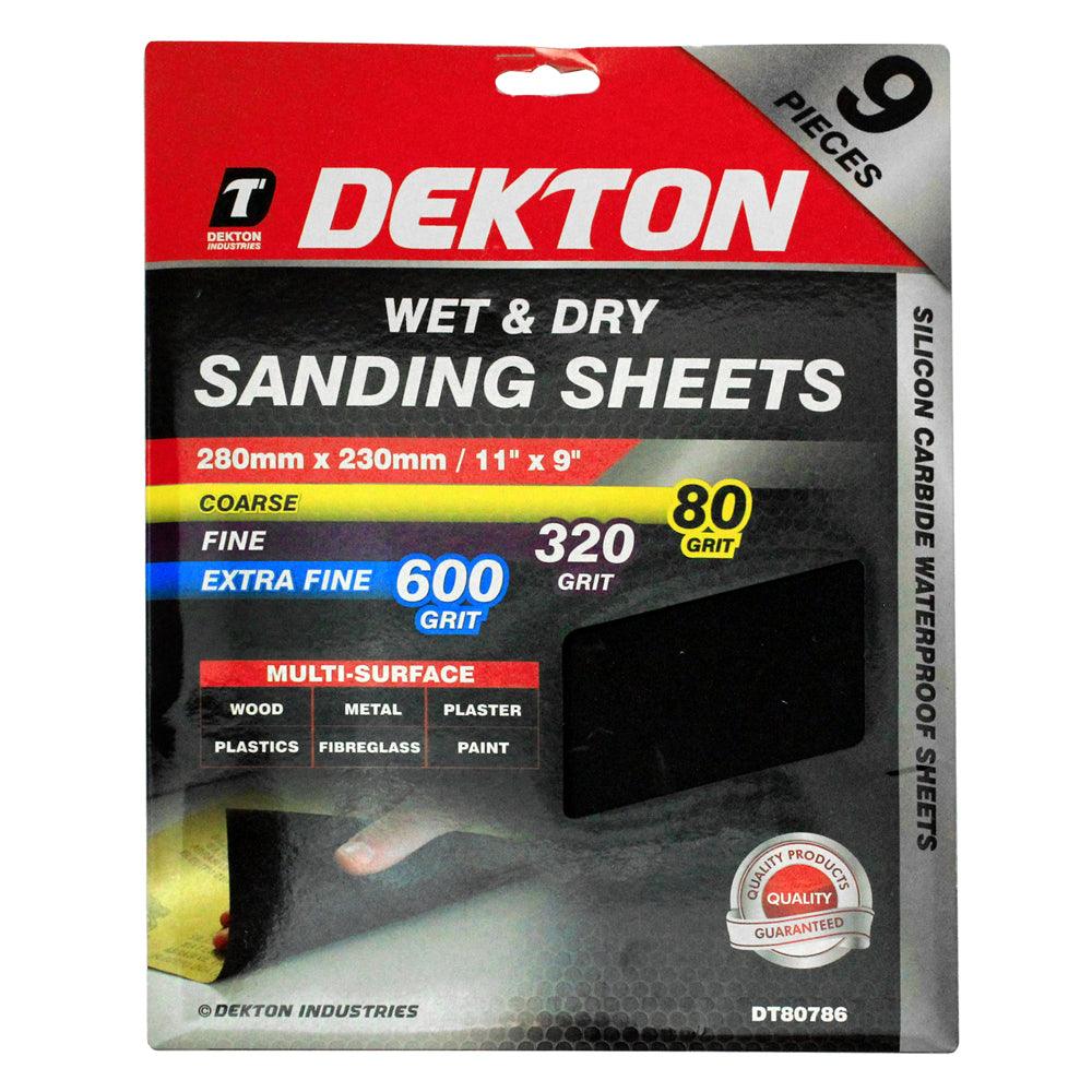 Dekton Wet And Dry Mixed Sanding Sheets | 280 mm x 230 mm | Pack of 9 - Choice Stores