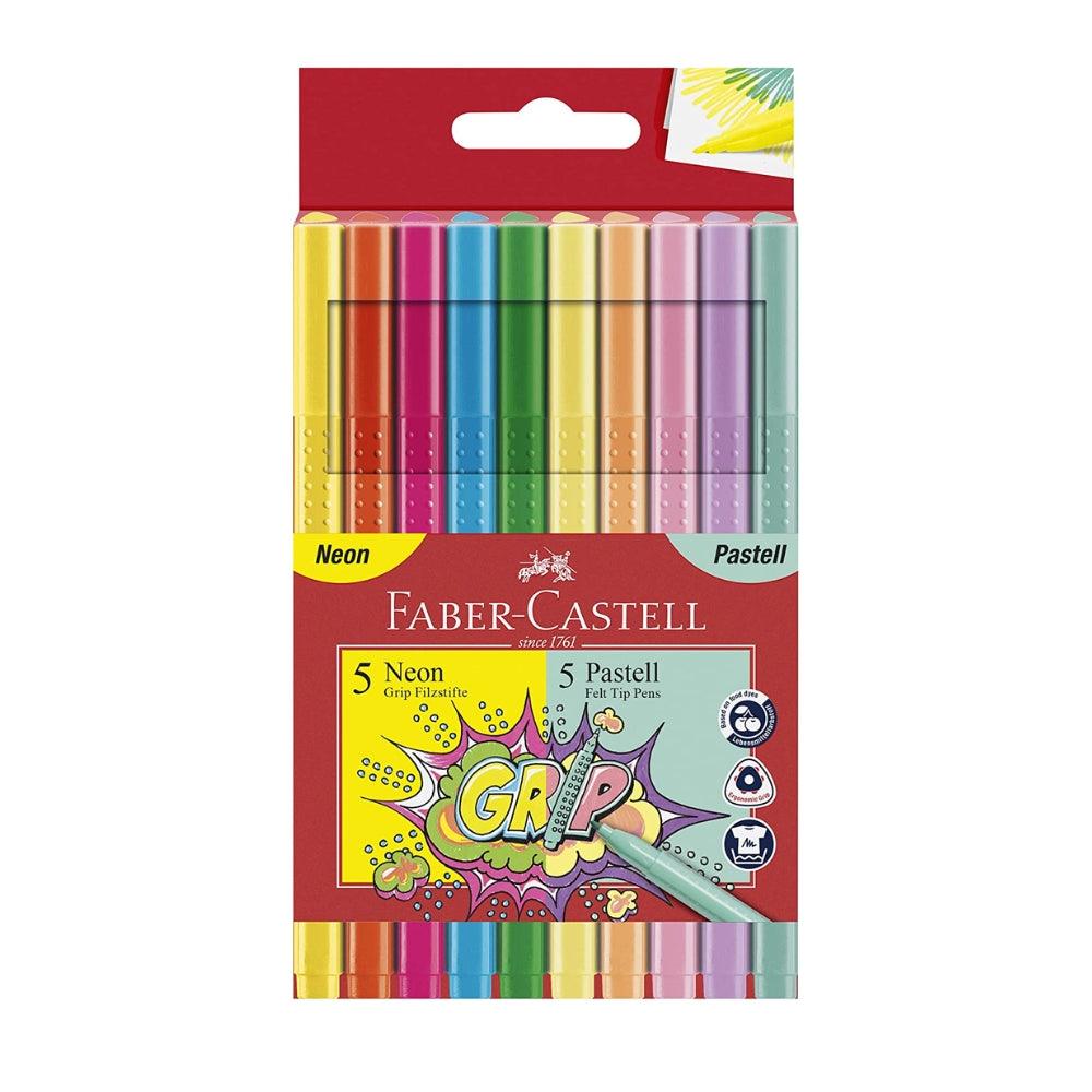 Faber Grip Fibre-Tip Markers Neon &amp; Pastel Pack of 10 - Choice Stores