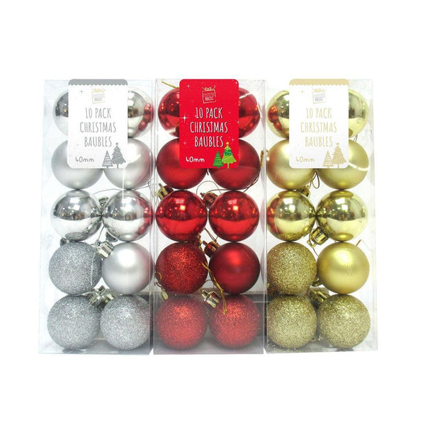 Festive Magic Assorted Colour Matte & Glitter Christmas Baubles | Pack of 10 - Choice Stores