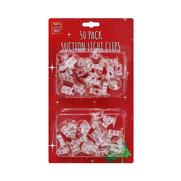 Festive Magic Clear Suction Light Clips | Pack of 50 - Choice Stores