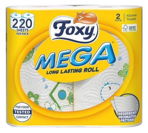 Foxy Mega Kitchen Towel Roll | Pack of 2 | 220 sheet - Choice Stores