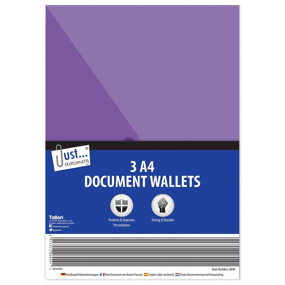 Just Stationery A4 Document Wallets | Pack of 3 - Choice Stores