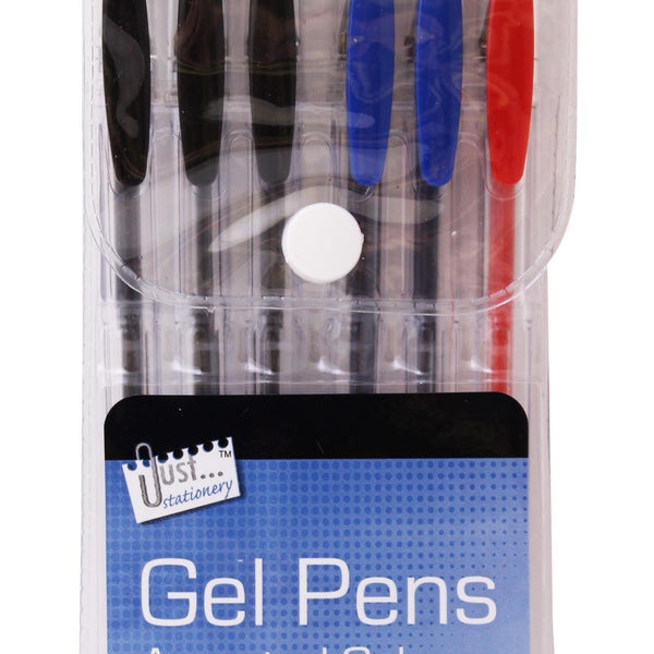 Just Stationery Assorted Coloured Gel Pens | 6 Pack - Choice Stores