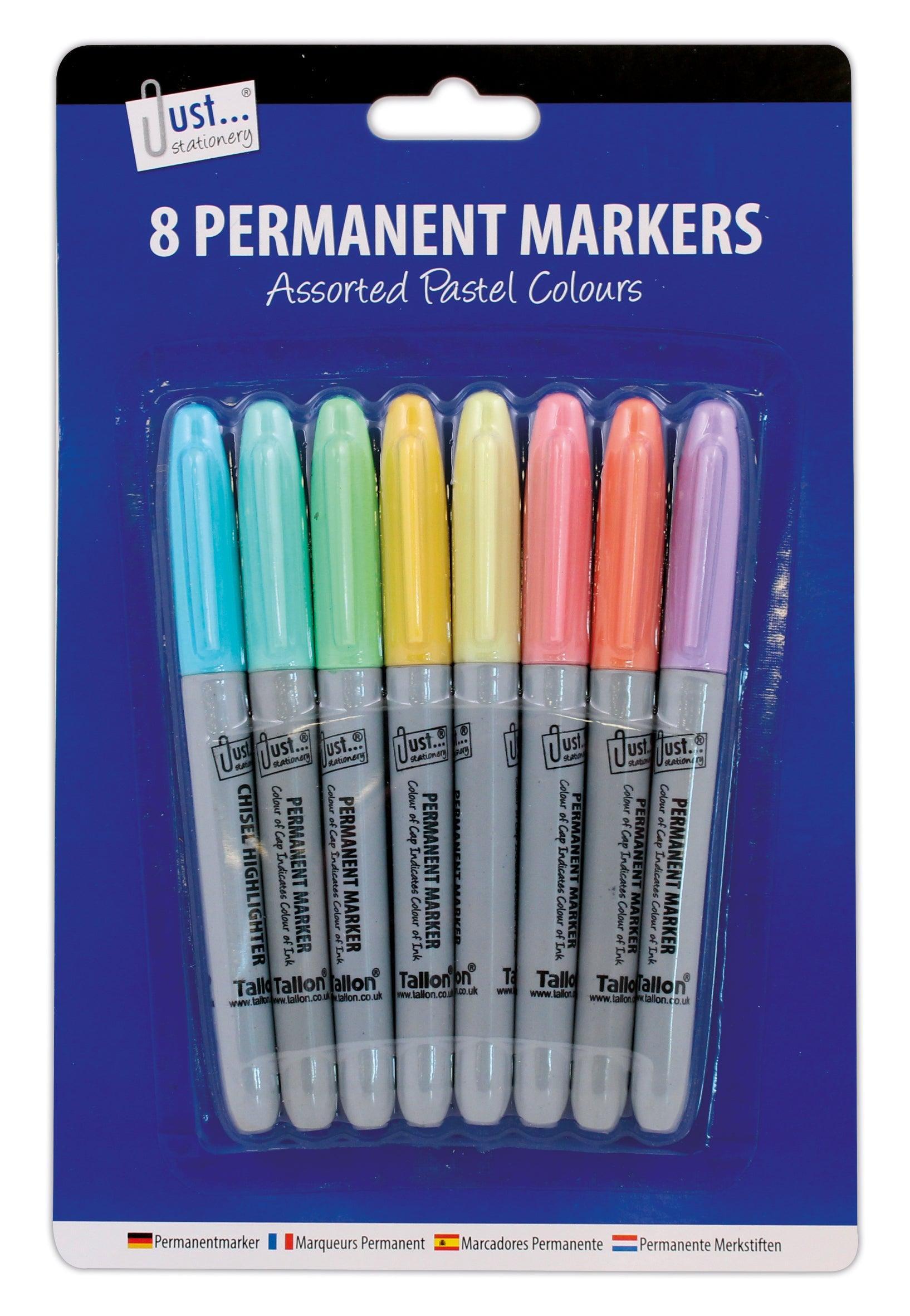 Just Stationery Assorted Pastel Permanent Markers | 8 Markers - Choice Stores