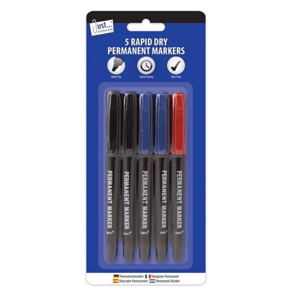 Just Stationery Assorted Permanent Markers | 5 pack - Choice Stores