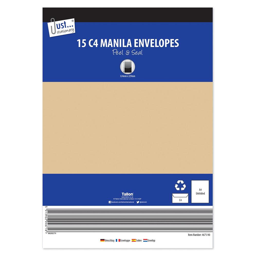 Just Stationery Manila Envelopes Size C4 | Pack of 15 - Choice Stores