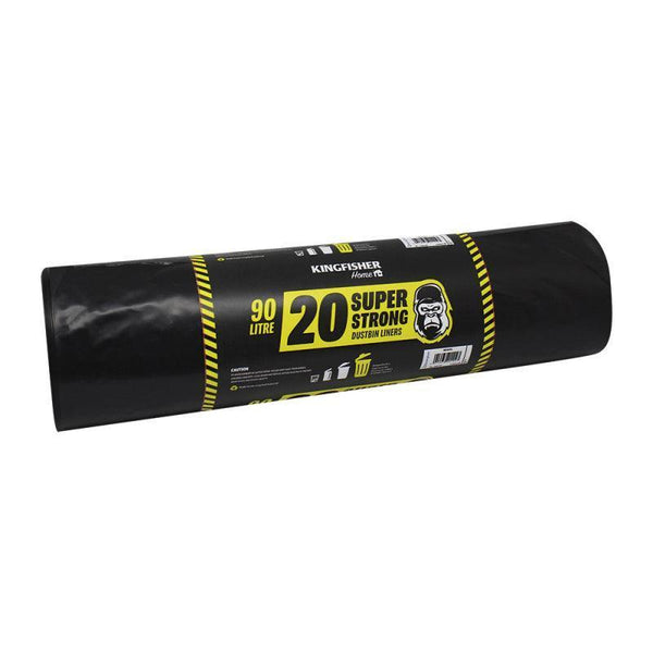 Kingfisher Super Strong Dustbin Liners 90L | Pack of 20 | 110cm x 68cm - Choice Stores