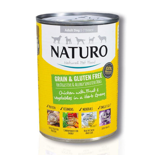 Naturo Dog Grain & Gluten Free Chicken in Herb Gravy Tin 390g