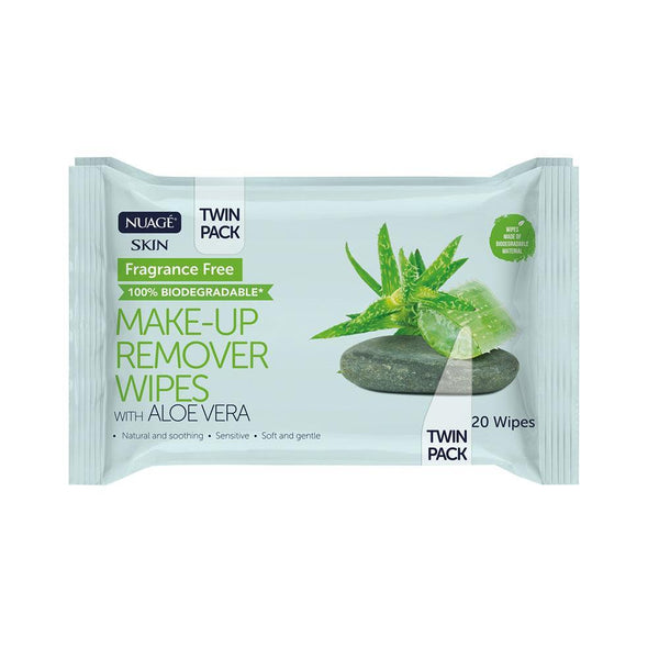Nuage Fragrance Free Aloe Vera Makeup Remover Wipes | 2 x 20 Pack - Choice Stores