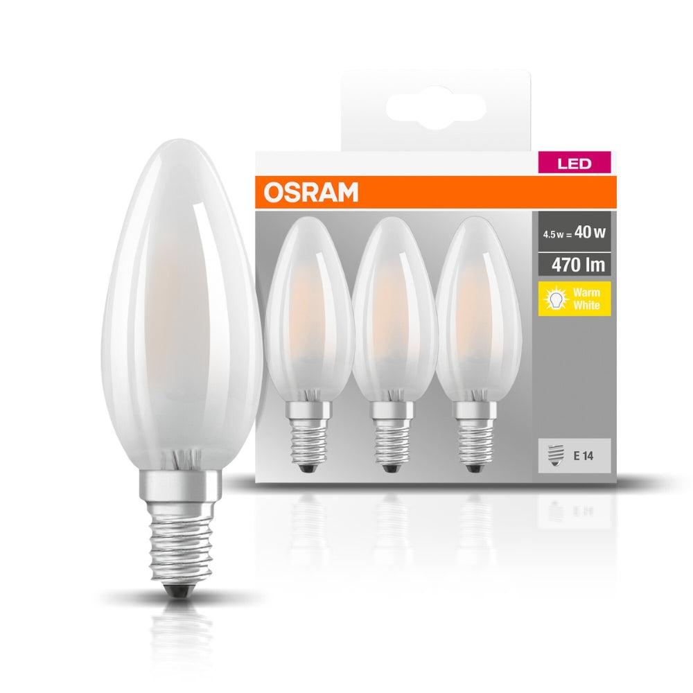 Osram 4.5W E14 Candle Frosted Filament Bulbs | Pack of 3 - Choice Stores