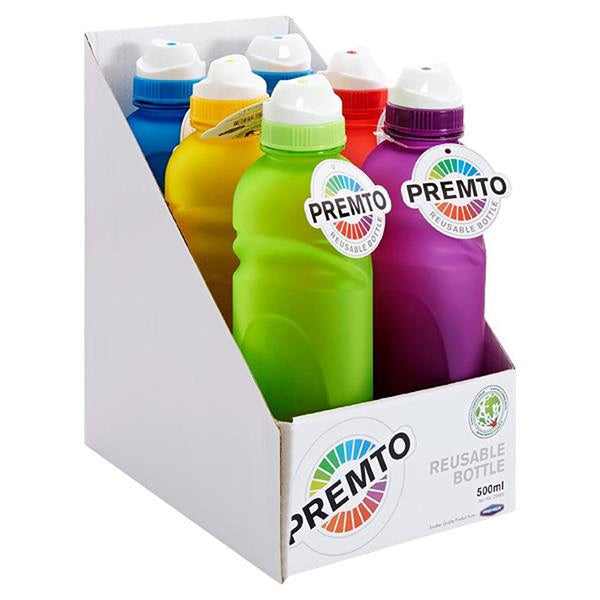 Premto Stealth Soft Touch Bottle with Twist Top Lid | Assorted Colours | 500ml - Choice Stores