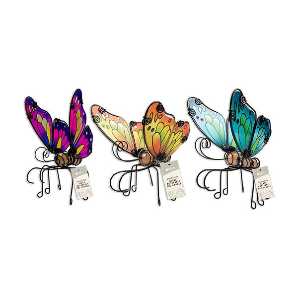 Rowan Decorative Glass Butterfly Pot Hanger | Assorted Colour | 17cm - Choice Stores