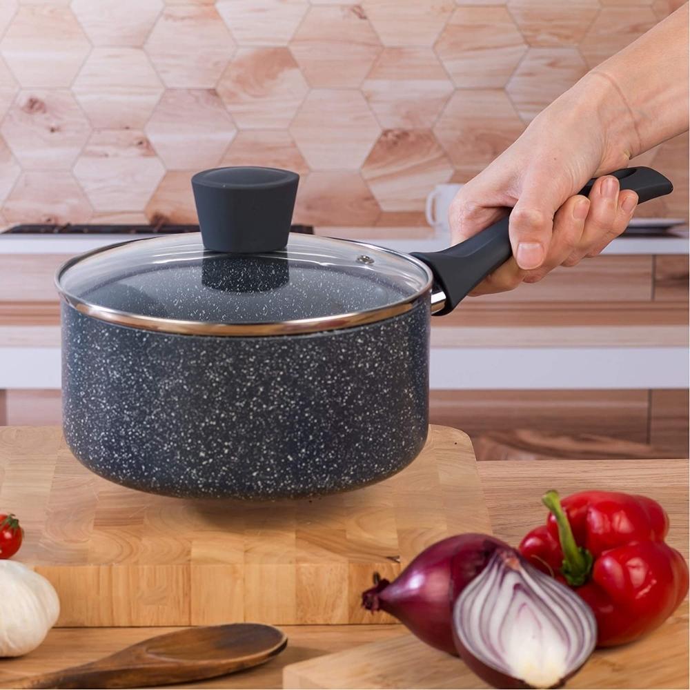 Russell Hobbs Blue Marble Non-Stick Saucepan | 18cm - Choice Stores