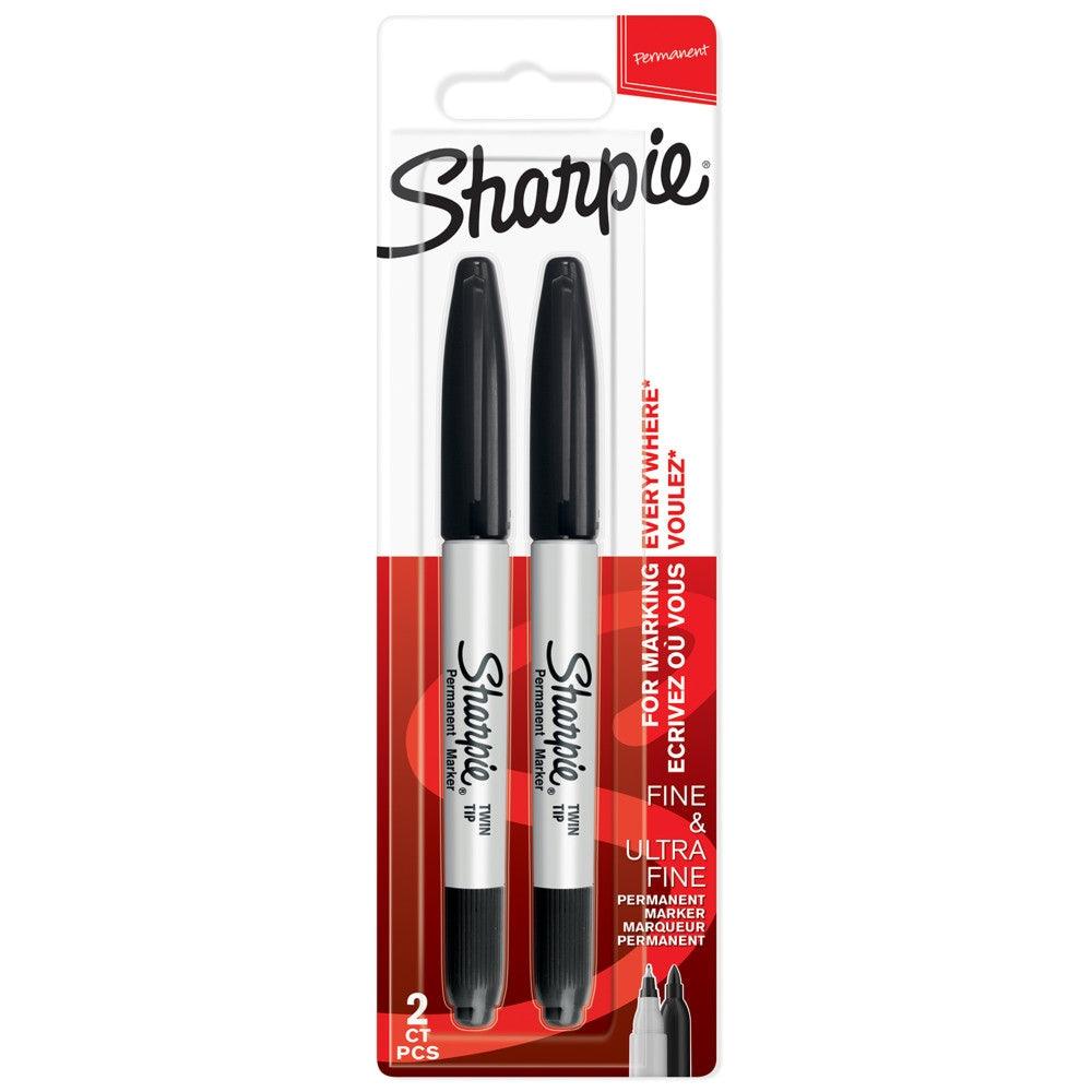 Sharpie Twin Tip Permanent Markers Fine & Ultra Fine Points Black 2pk - Choice Stores