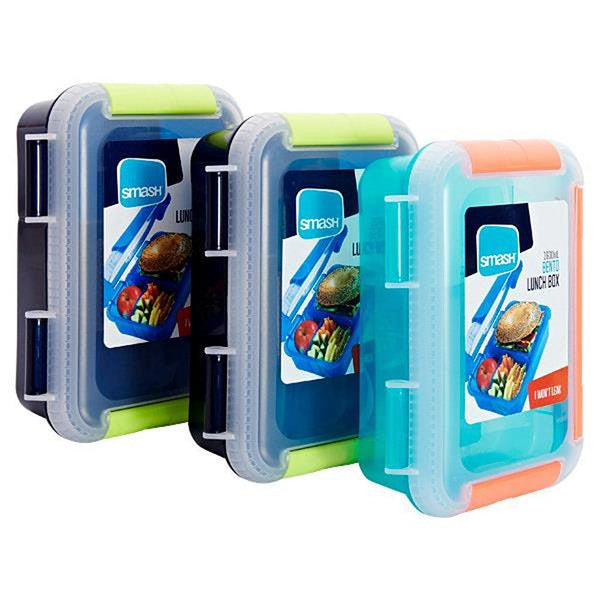 Smash Bento Leakproof Lunch Box with 3 Divided Compartments | Assorted | 1.6L - Choice Stores