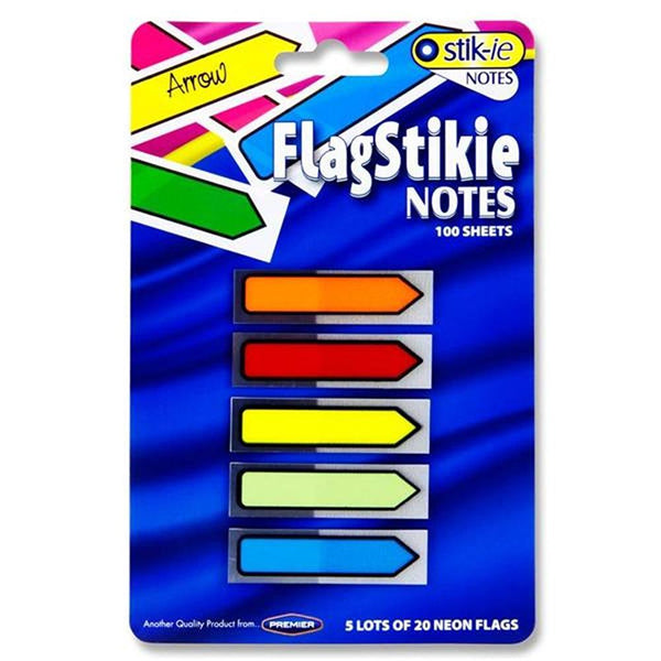 Stik-ie Flag Stikie Notes Flag Index Arrows Page Markers | 5 x 20 Sheets - Choice Stores