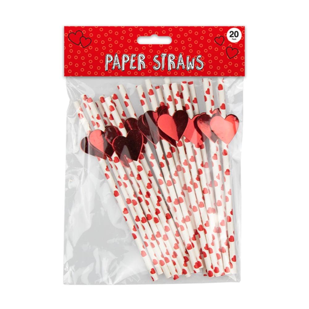 Valentine&#39;s Day heart Print Paper Straws | Pack of 20 - Choice Stores