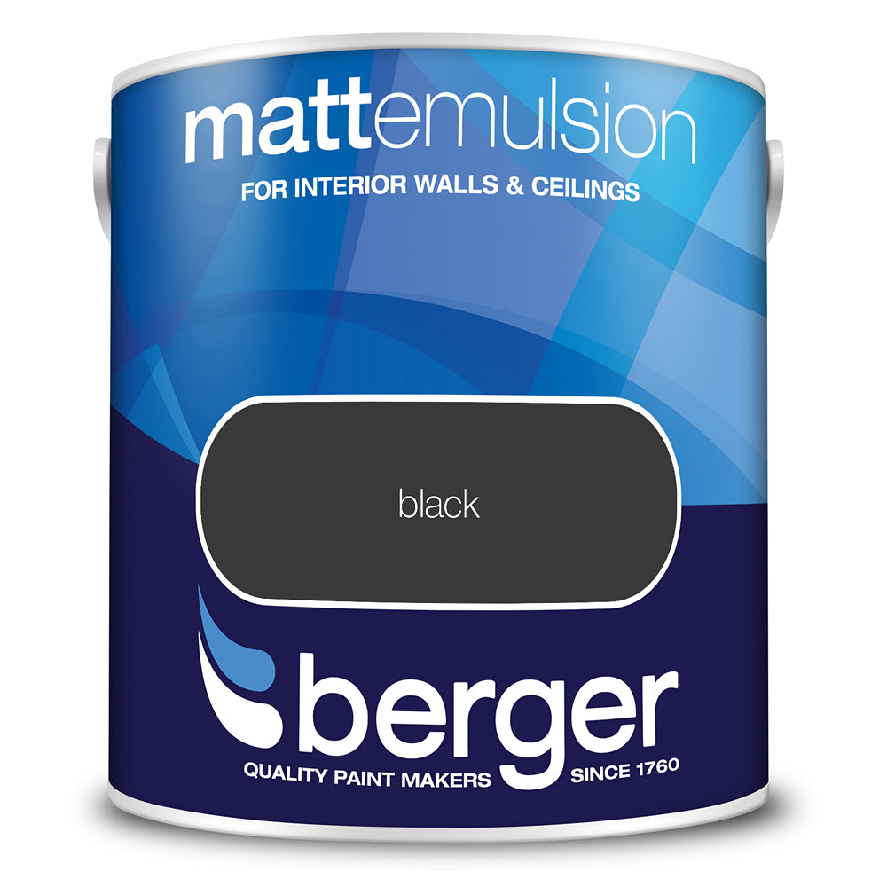 berger walls and ceilings matt emulsion paint  black