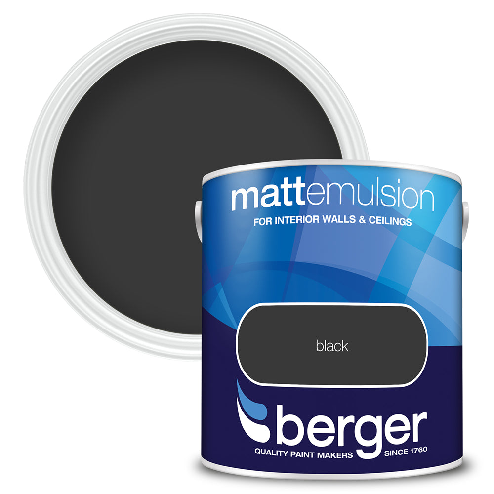 berger walls and ceilings matt emulsion paint  black