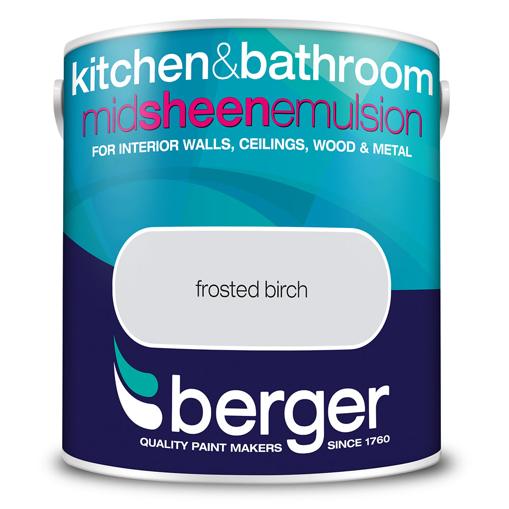 berger kitchen and bathroom mid sheen emulsion paint  frost birch