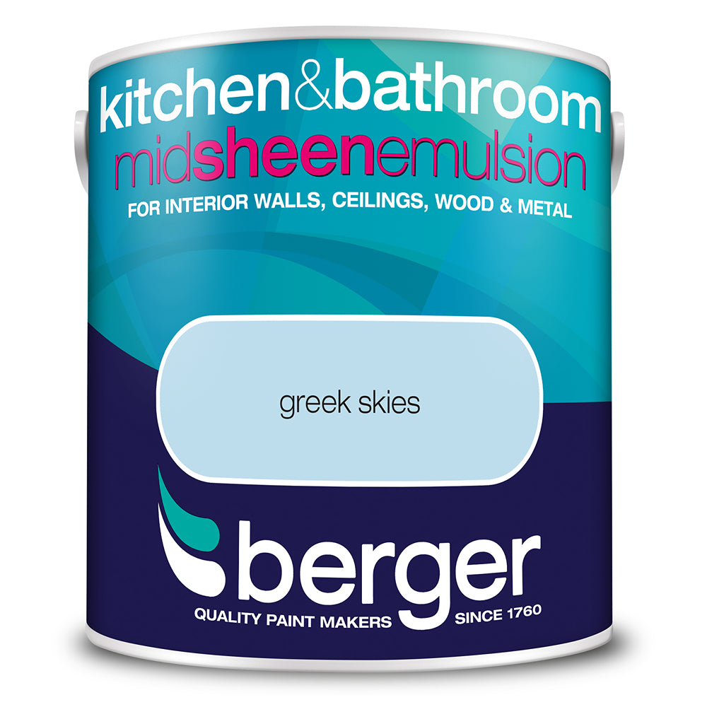 berger kitchen and bathroom mid sheen emulsion paint  greek skies