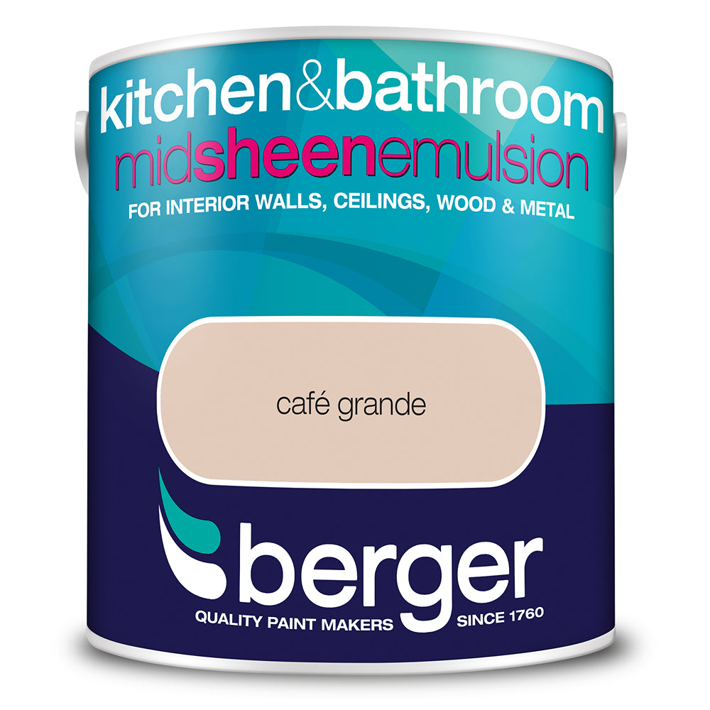 berger kitchen and bathroom mid sheen emulsion paint  cafe grand