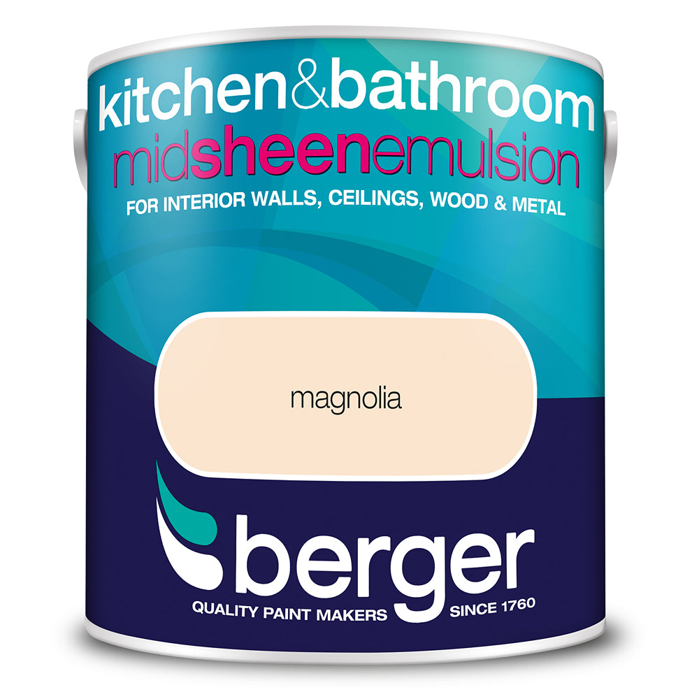 berger kitchen and bathroom mid sheen emulsion paint  magnolia