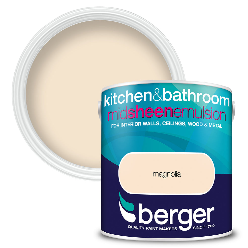 berger kitchen and bathroom mid sheen emulsion paint  magnolia