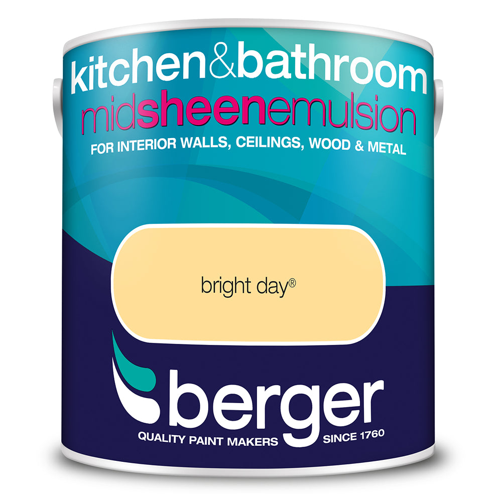 berger kitchen and bathroom mid sheen emulsion paint  bright day
