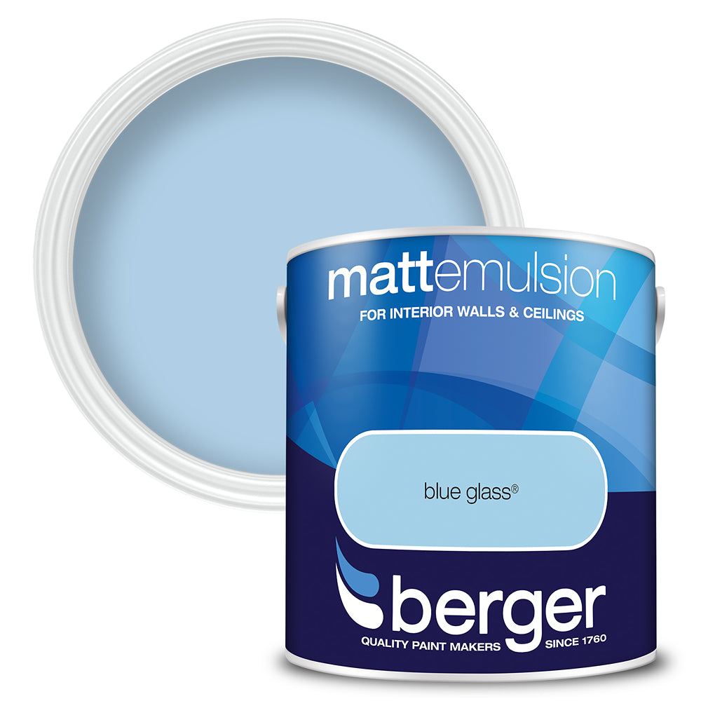 berger walls and ceilings matt emulsion paint  blue glass