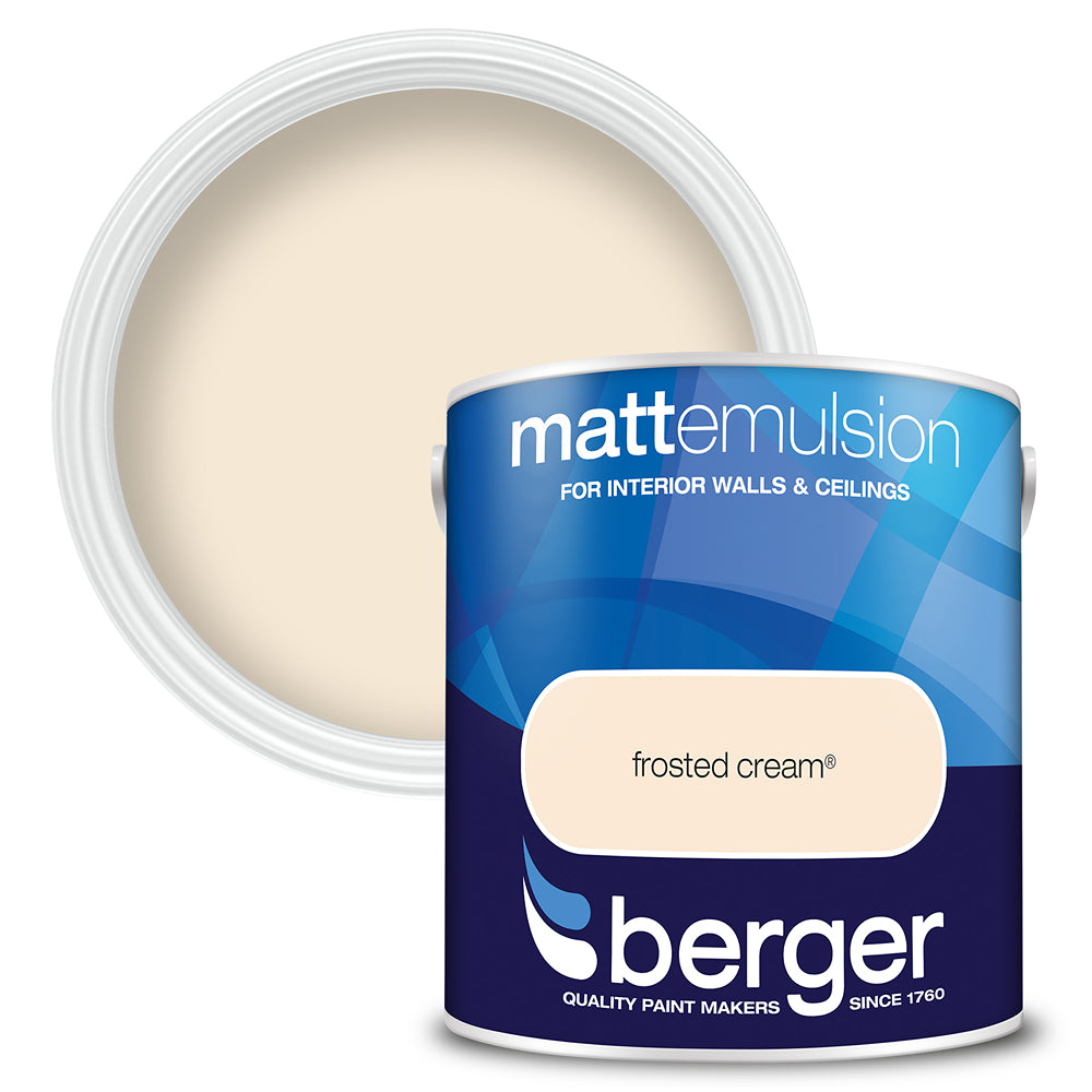 berger walls and ceilings matt emulsion paint  frosted cream