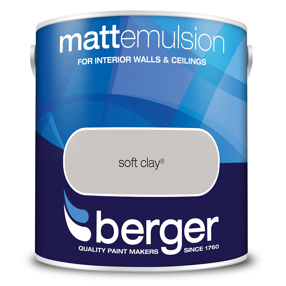 berger walls and ceilings matt emulsion paint  soft clay