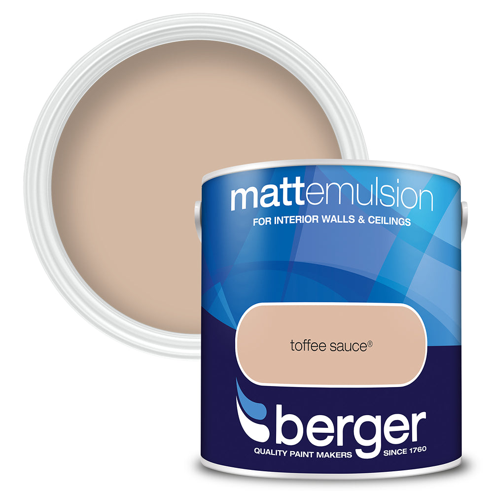 berger walls and ceilings matt emulsion paint  toffee sauce